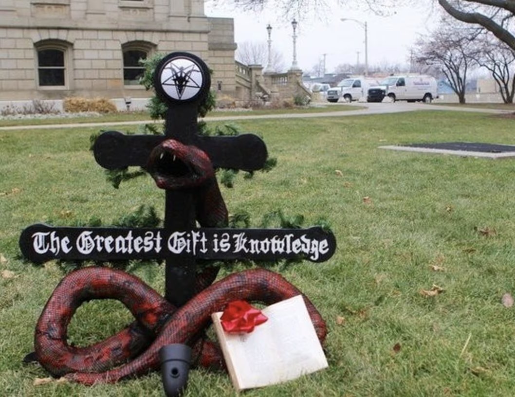 Everyone's talking about the Yule Goat, but don't forget weird Michigan Capitol lawn statues of Christmases past: the Flying Spaghetti Monster and the Snaketivity