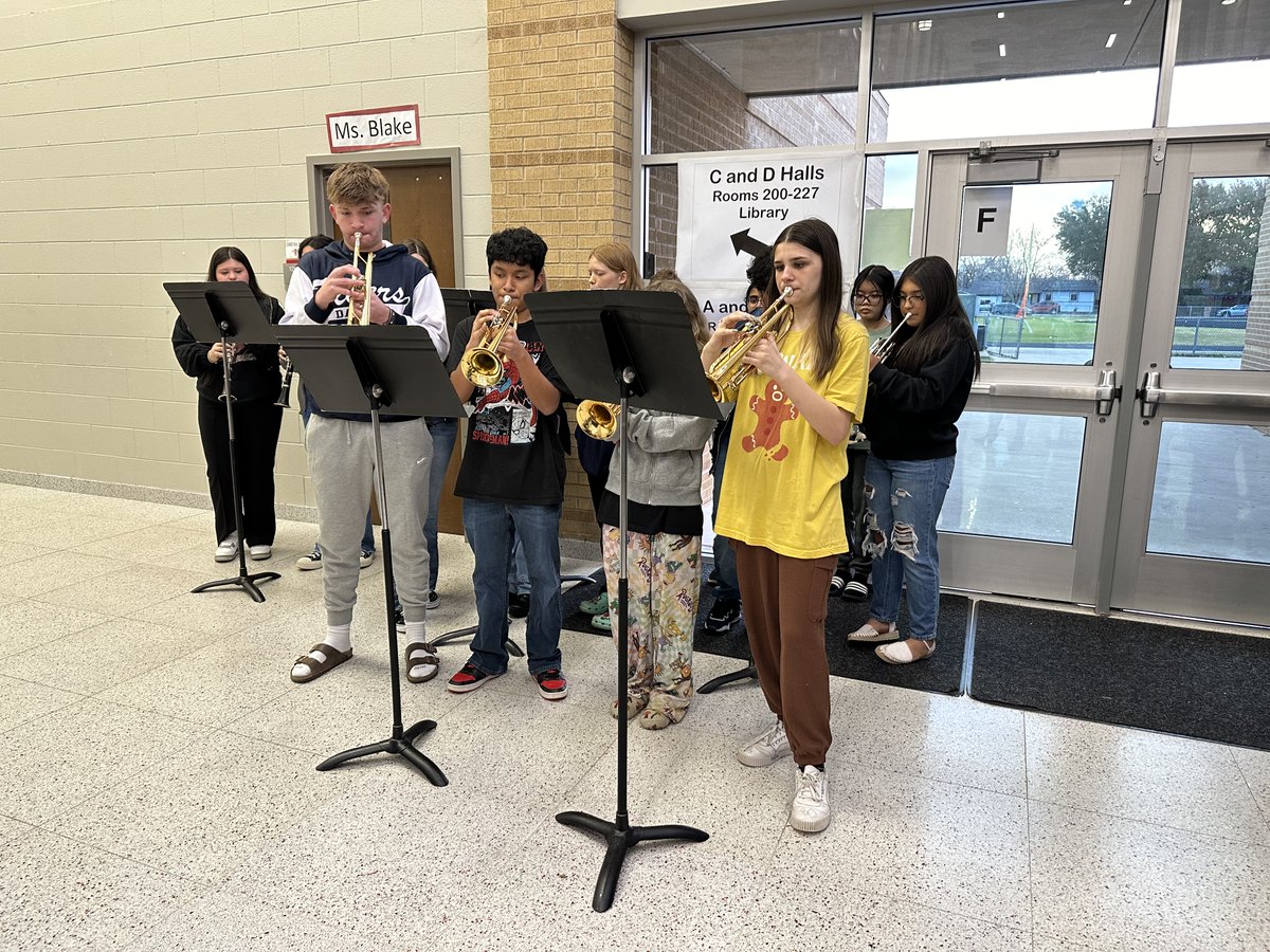 Started our last day off right. HJH's band played Christmas carols this morning! #hurstisfirst