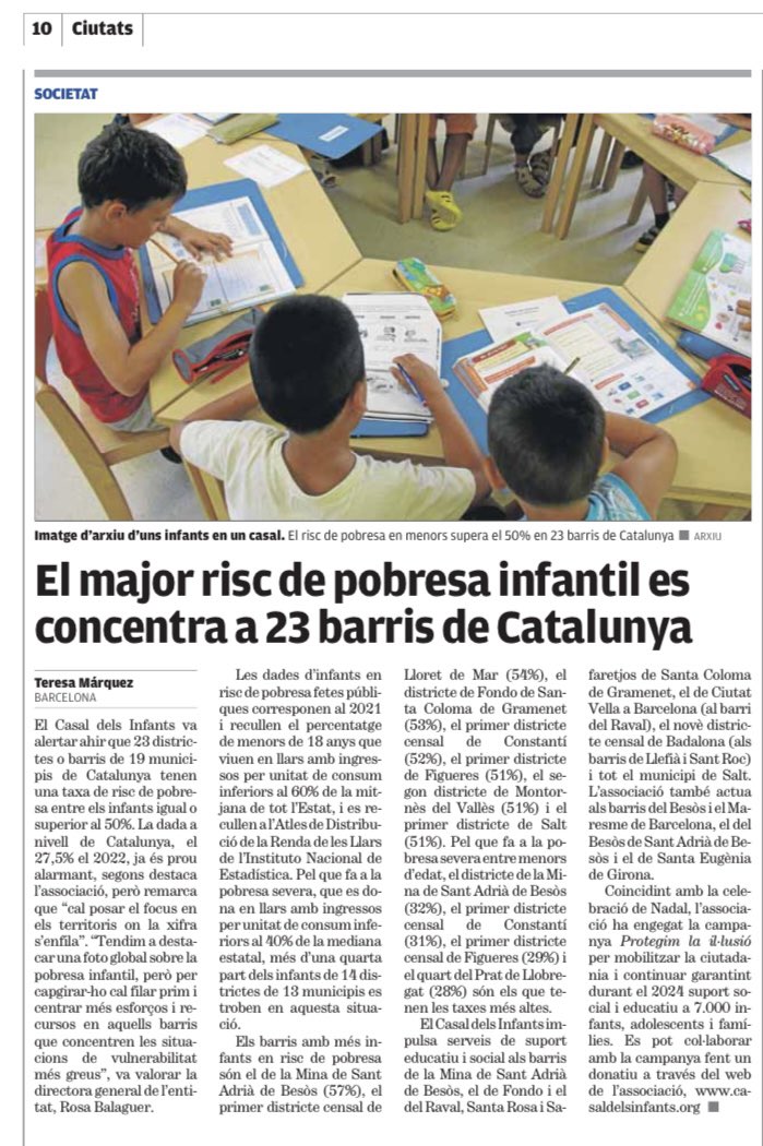 Josep M. Pep Vilalta (@josepmvilalta) on Twitter photo El major risc de pobresa infantil, a 23 barris de Catalunya, rep. T. Márquez <a href="/elpuntavui/">El Punt Avui 🎗️</a> <a href="/casalinfants/">Casal dels Infants</a> <a href="/ricardgoma/">ricard gomà</a> @QuimBrugue <a href="/enricbcn/">enric canet</a> @JaumeFunes <a href="/subirats9/">joan subirats</a> <a href="/carlescampuzano/">carles campuzano</a> <a href="/XavierGodas/">Xavier Godàs</a> <a href="/teresaterradesp/">Teresa Terrades</a> <a href="/ismaelpalacin/">Ismael Palacín</a> <a href="/Taula3sector/">Taula Tercer Sector</a> <a href="/dsocialscat/">Drets Socials i Inclusió</a> El major risc de pobresa infantil, a 23 barris de Catalunya, rep. T. Márquez <a href="/elpuntavui/">El Punt Avui 🎗️</a> <a href="/casalinfants/">Casal dels Infants</a> <a href="/ricardgoma/">ricard gomà</a> @QuimBrugue <a href="/enricbcn/">enric canet</a> @JaumeFunes <a href="/subirats9/">joan subirats</a> <a href="/carlescampuzano/">carles campuzano</a> <a href="/XavierGodas/">Xavier Godàs</a> <a href="/teresaterradesp/">Teresa Terrades</a> <a href="/ismaelpalacin/">Ismael Palacín</a> <a href="/Taula3sector/">Taula Tercer Sector</a> <a href="/dsocialscat/">Drets Socials i Inclusió</a>