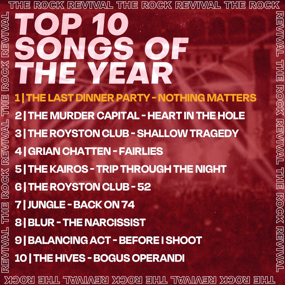 And that’s a wrap…. What a fun year for new music! It’s truly great to see the rise of some brilliant upcoming bands alongside some musical veterans who are still competing at the top 👏🏻 Here is our 2023 Top 10 Songs Of The Year list in full 👇🏻