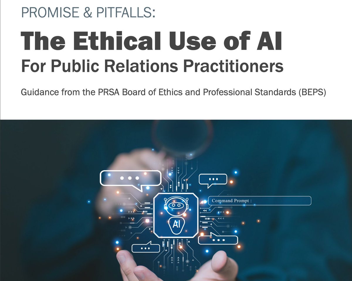 📚 INTERESTING READING 📚 The #PRSA Board of Ethics and Professional Standards (BEPS) has realised 'The Ethical Use of #AI For #PublicRelations Practitioners' A must-read for practitioners and academics. You can find it here ➡️ buff.ly/3GazYEN