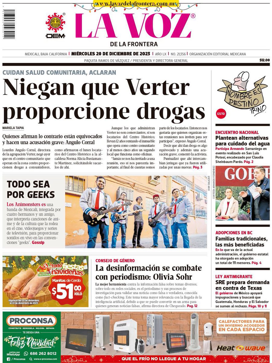En lunes 18 de diciembre 2023 se publicó una nota en el periódico <a href="/lavozfrontera/">La Voz de la Frontera</a> sobre el desalojo permanente de migrantes y de personas en situación de calle que se encuentran en la zona centro de Mexicali por parte de elementos de la Policía Municipal <a href="/MexicaliDspm/">Policía Municipal</a> sigue Hilo👇🏽