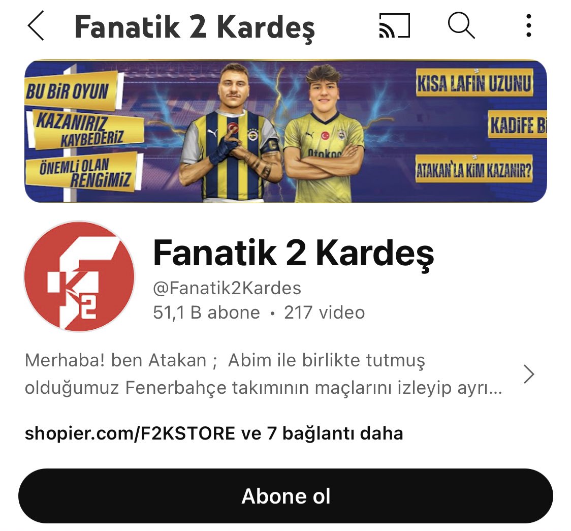Fanatik 2 Kardeş YouTube’den takip edenler beni Takipten çıkarsın ⁉️