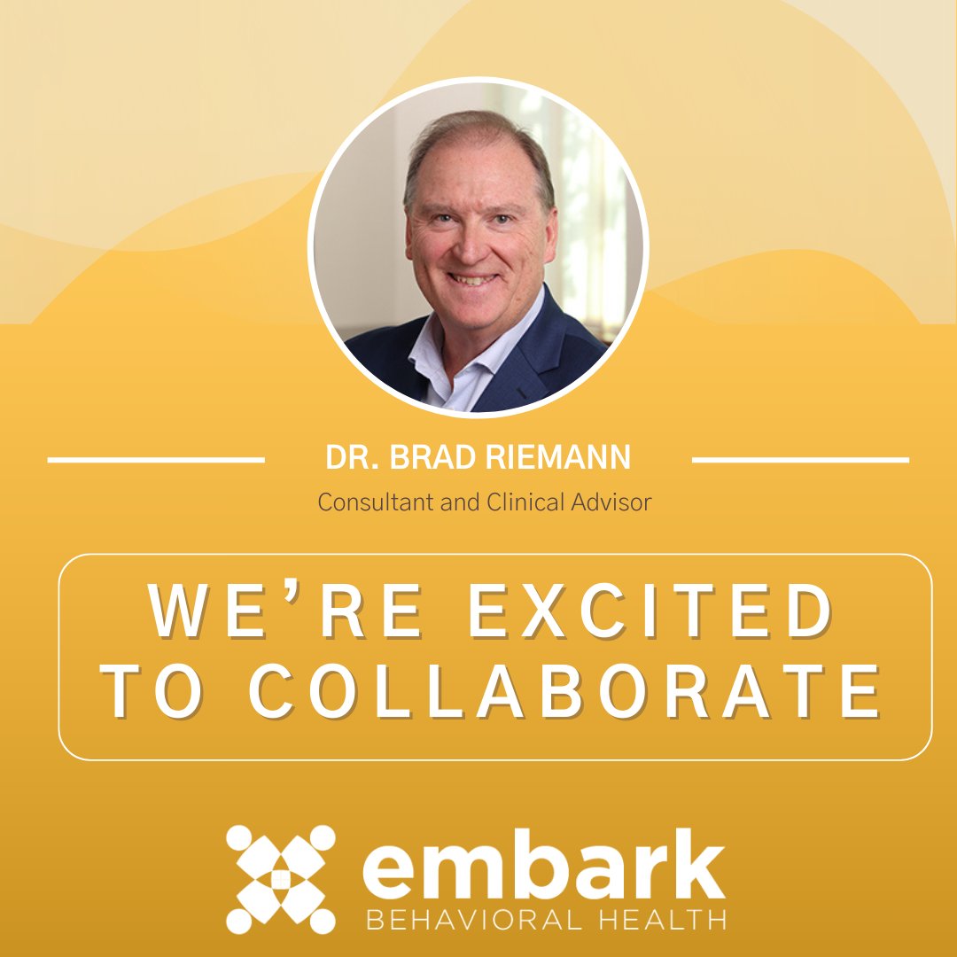 embarkbh's tweet image. We’re excited to announce our collaboration with Dr. Brad Riemann, who has a doctorate in clinical psychology and is serving as an Embark consultant and clinical adviser. 🧵 
#TheEmbarkDifference #CreateJoy #HealGenerations #embarkbh #mentalhealth #evidencebasedcare