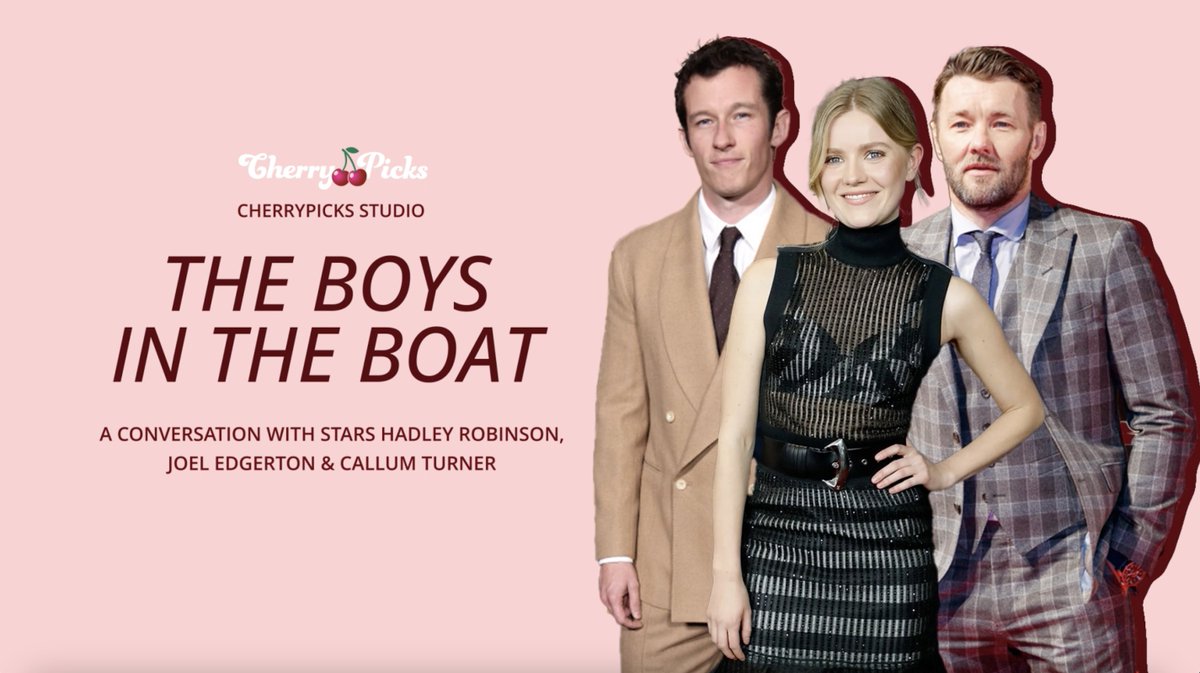 #TheBoysInTheBoat stars Hadley Robinson, Joel Edgerton, and Callum Turner talk to #CherryPicks about the process of making a sports drama, working with director George Clooney, and why people are drawn to underdog stories. 🚣 @hadleyrobinson_ @joeledgerton1 Watch now 🔗:…