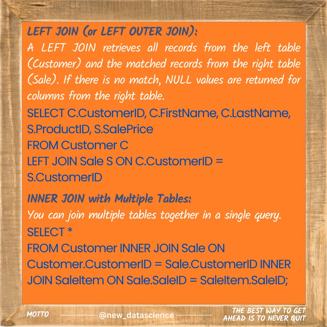 newdatadiary's tweet image. Follow @new_datascience for everyday learning! #SQL #Dataanalytics #Datascience #database #python #math #machinelearning