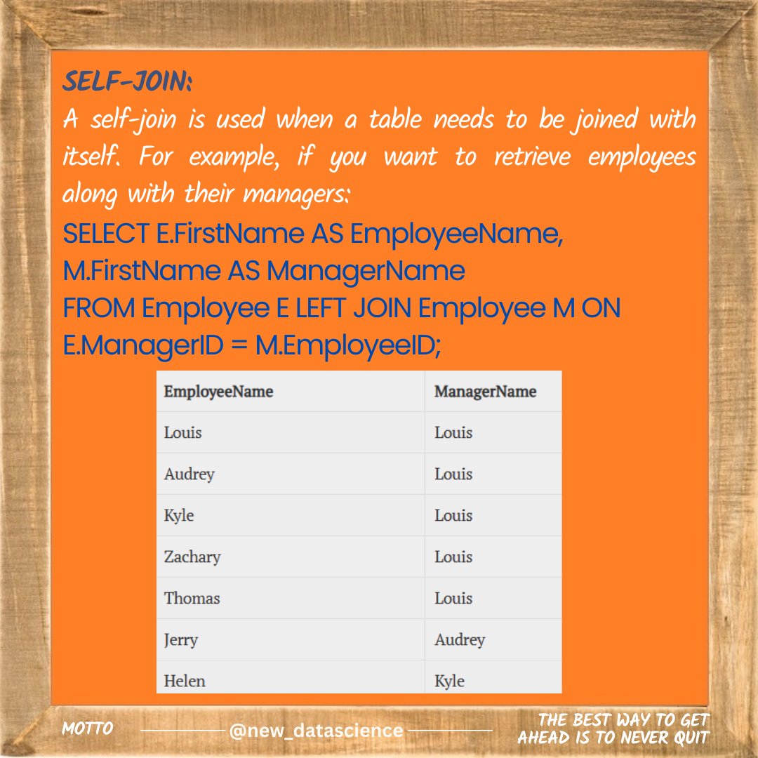 newdatadiary's tweet image. Follow @new_datascience for everyday learning! #SQL #Dataanalytics #Datascience #database #python #math #machinelearning