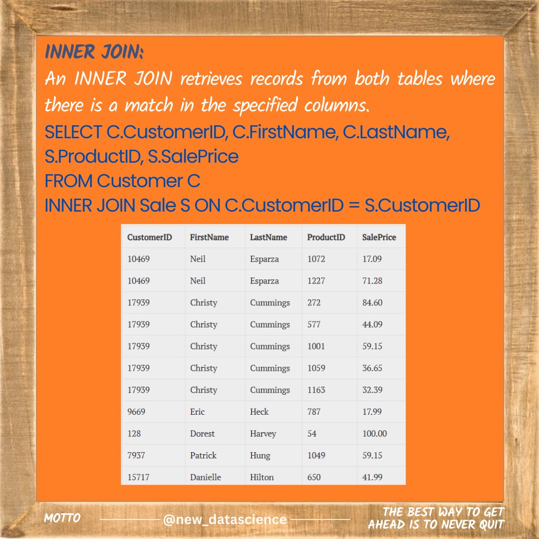 newdatadiary's tweet image. Follow @new_datascience for everyday learning! #SQL #Dataanalytics #Datascience #database #python #math #machinelearning