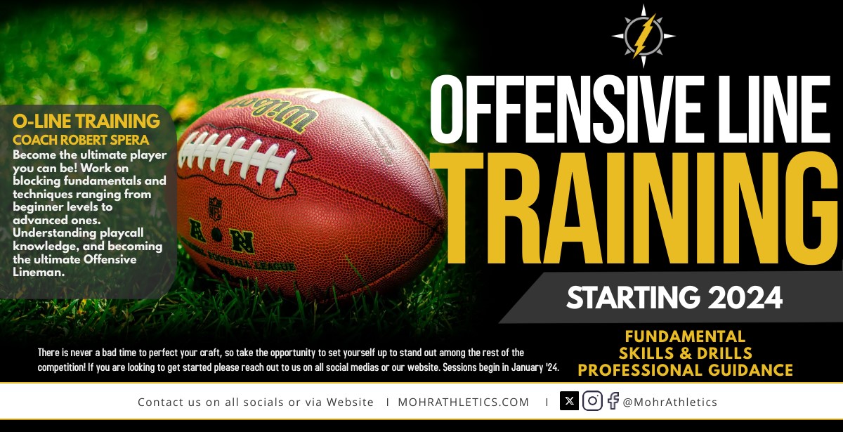 Excited to announce the start of our Offensive Line Training Academy led by <a href="/CoachSpera/">Robert Spera</a> ! These sessions will be open to Middle school, High School and College Athletes! Contact Coach Spera, <a href="/JonathanMohr12/">Coach Jon Mohr</a> or our page to get started today! #WorkDontWorry