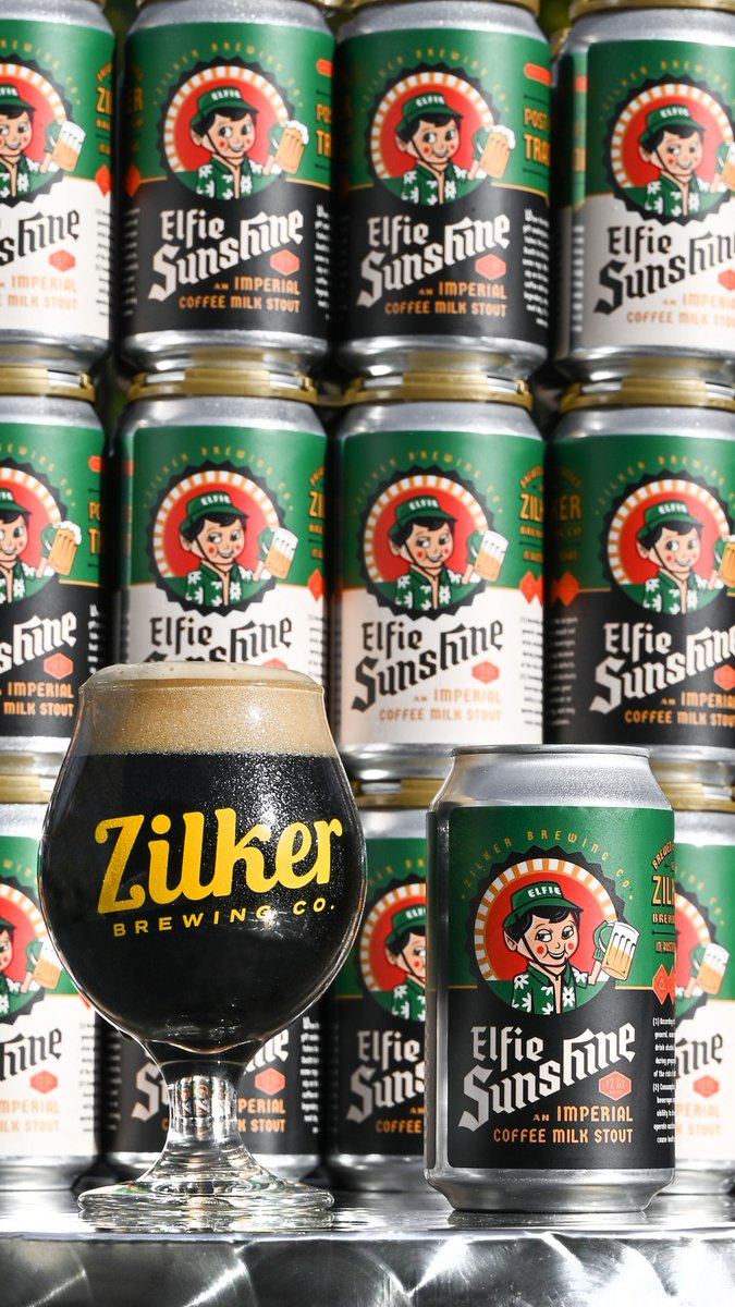 ELFIE SUNSHINE 8.5% ☕️ Elfie is our favorite holiday tradition & the beer we spend most of the year crafting! We took our time pairing local ingredients & developing 2 super smooth, barrel aged Imperial Stouts, a Rum & Bourbon variation. NOW avl on tap & 4PKS to-go!