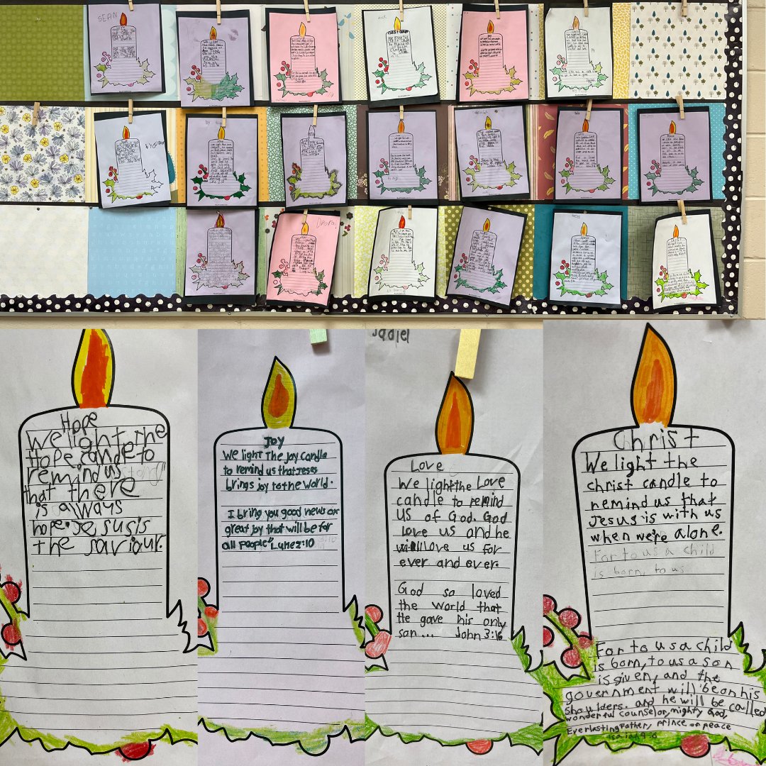 Grades 2s SHINE BRIGHT as they reflect and write about the Advent candles.
Hope. Peace. Joy. Love.