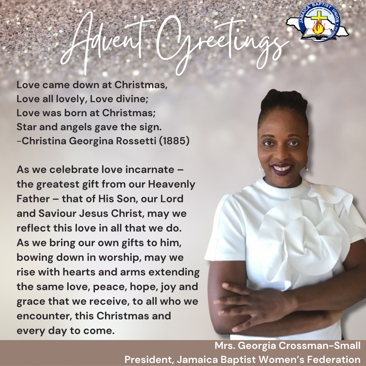 TheJBU's tweet image. An Advent message from our JBWF President 💫🕯️ #AdventGreetings #JBU #SeasonsGreetings