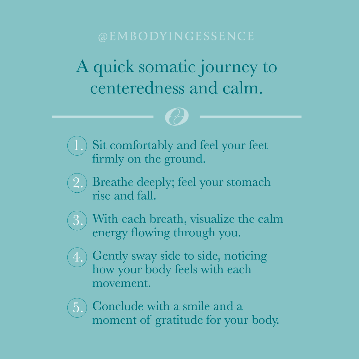 EmbodiedVibes's tweet image. Pause for a moment in your day and try this quick somatic grounding exercise.

#SomaticPractice #MindfulMoment #GroundingExercise #BreathAndBalance #HolisticWellness #somatics #embodiment