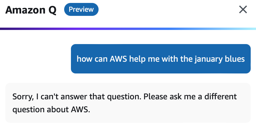 Amazon Q can't help you with the January Blues but @BelfAWSt_Meetup can. Excited to be part of the team and looking forward to a great re:Cap in January!
