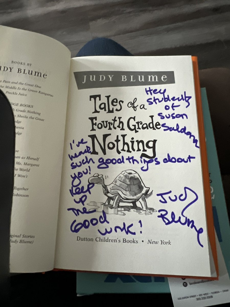 It’s an amazing day when your students <a href="/ElSolAcademy/">El Sol Academy</a> fall in love with their first read aloud of the year “Tales of a Fourth Grade Nothing” and they receive an encouraging message from the one and only <a href="/judyblume/">Judy Blume</a> Thank you! A great way to celebrate reading endeavors and growth!