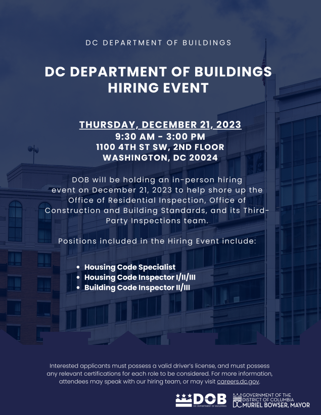 Join us tomorrow for our #HiringEvent! #LetsBuildTogether #DCJobs #JoinourTeam #Employment