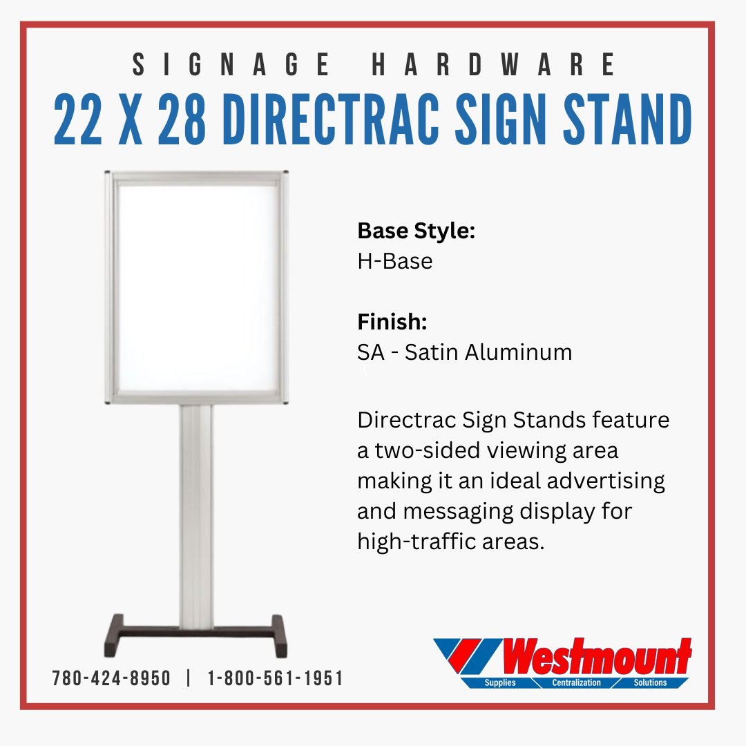 wsfixtures_'s tweet image. Our 22 x 28 Directrac Sign Stand is an excellent way to display a message that will be remembered. 

The 2-sided H-Base provides a strong platform for your letters, posters or other media pieces. It&apos;s also the perfect size for signs and banners.

#yeg #sign #signagesolution ⁠