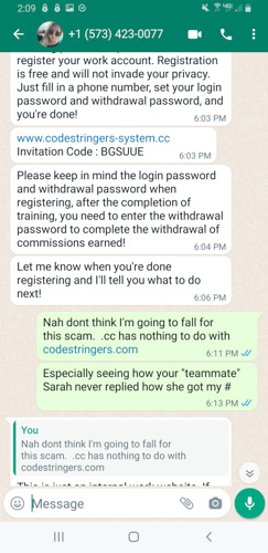 CodeStringers's tweet image. @WhatsApp, your application and our company identity are being used by scammers . See codestringers.com/scam-alert/.