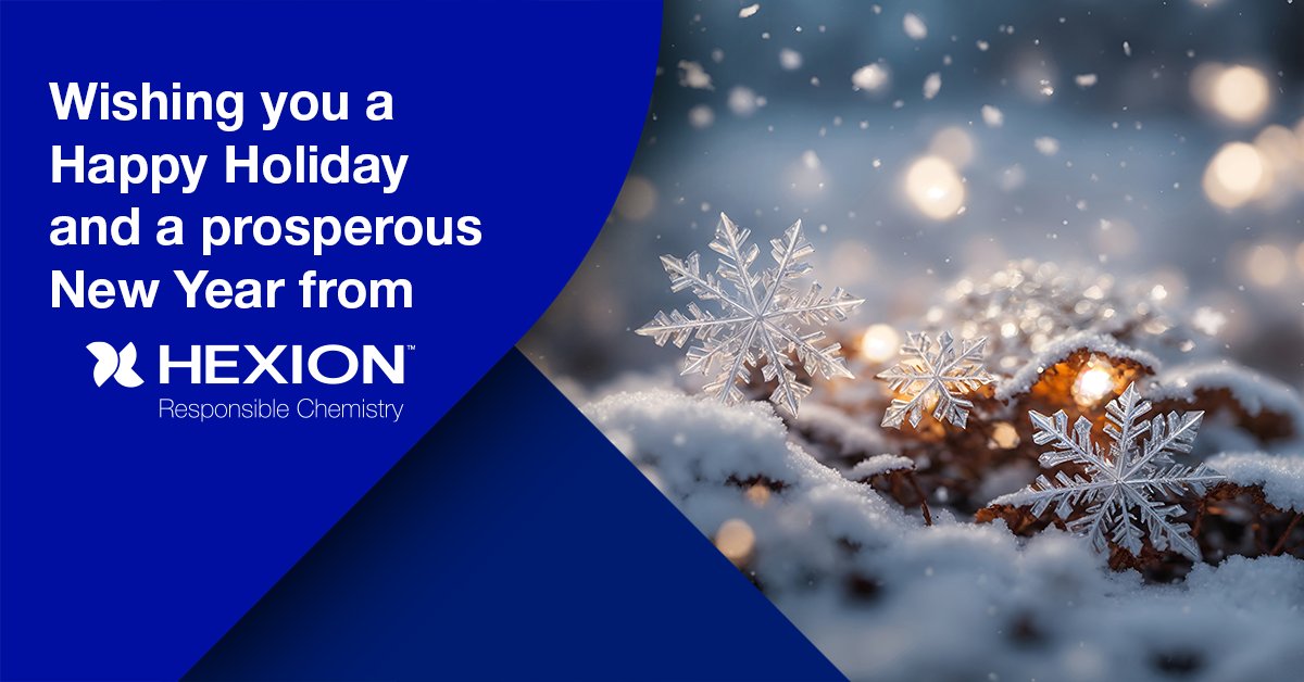 Hexion wishes all of our associates, customers, partners, and communities a peaceful and happy holiday season. Thank you for your continued support in 2023, and we look forward to a prosperous new year together in 2024. #Hexion #ResponsibleChemistry #HappyHolidays