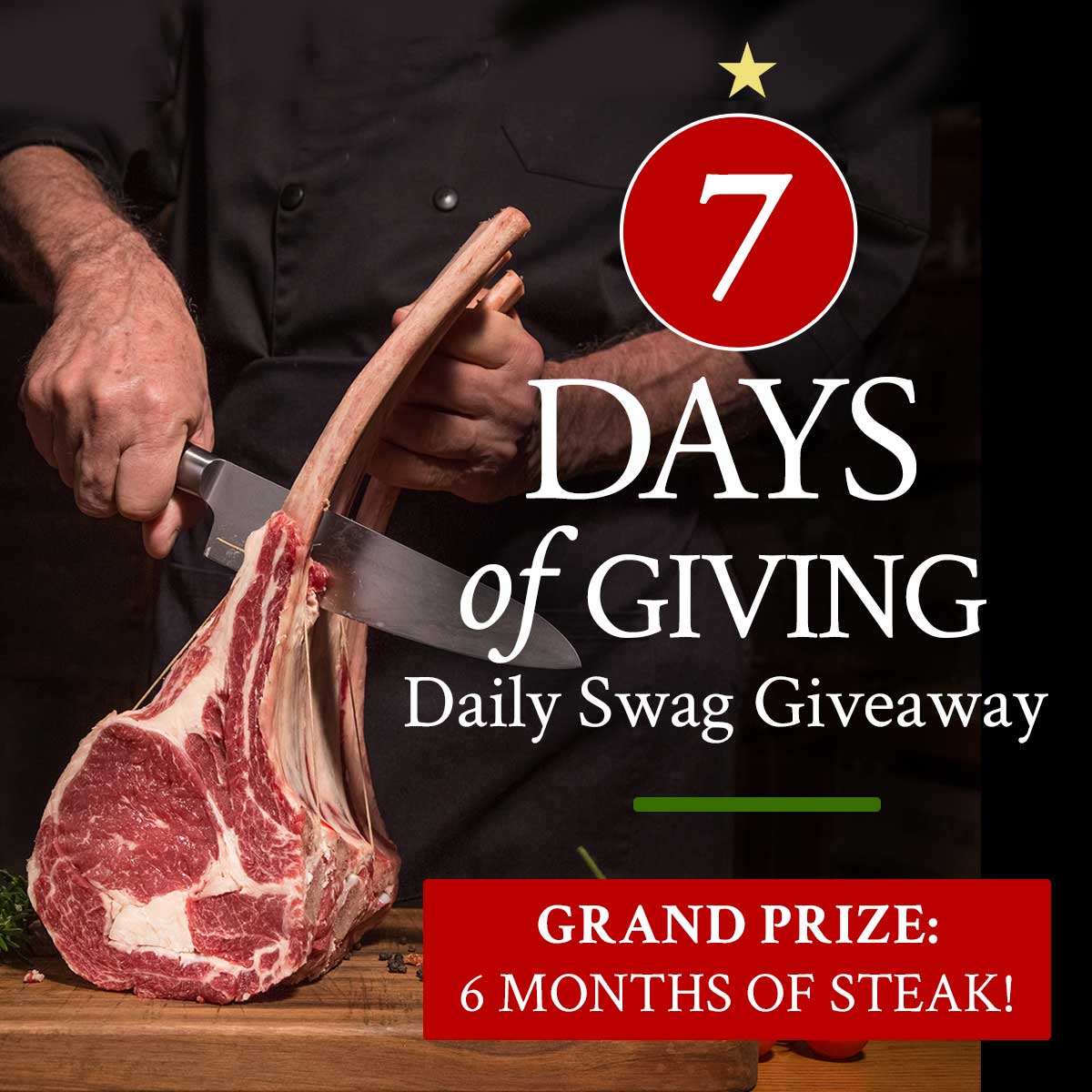 ChicagoSteakCo's tweet image. Enter to win our Grand Prize of 6 MONTHS OF STEAK! 
1. Follow Us ☝🏼
2. Like this post ❤️
3. Tag your steak-loving bestie! (One comment = one entry) 👯
Grand Prize Winner will be announced on December 25th. Winners are chosen DAILY for our Mystery Swag Giveaway!