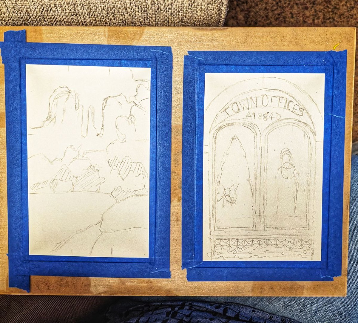 BarbraArtistPad's tweet image. Fall art update! 🎨✏️ Pencil outlines are done, moving on to vibrant watercolors for Sedona and Stockbridge. Excited to add pen and colored pencil details! 🍁✨ #ArtInProgress #WatercolorMagic #FallCreativity