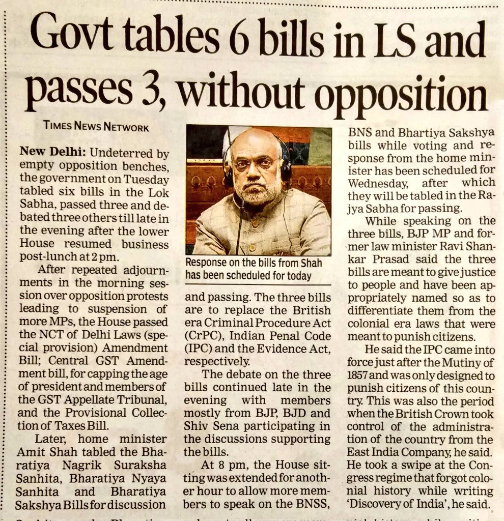 The government passed three bills in parliament without any serious or meaningful debate as 141 opposition MPs were suspended prior to this exercise. Is this democracy? How healthy is this for the nation and its future?