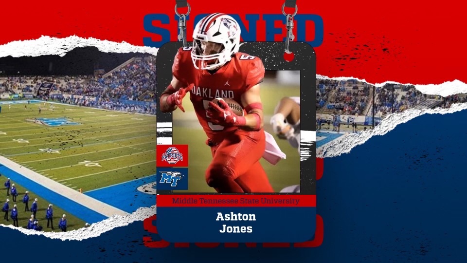 Congrats <a href="/A5htonjones/">Ashton Jones</a> on graduating early and signing w/ <a href="/MT_FB/">Middle Tennessee Football</a>!
#OaklandTN