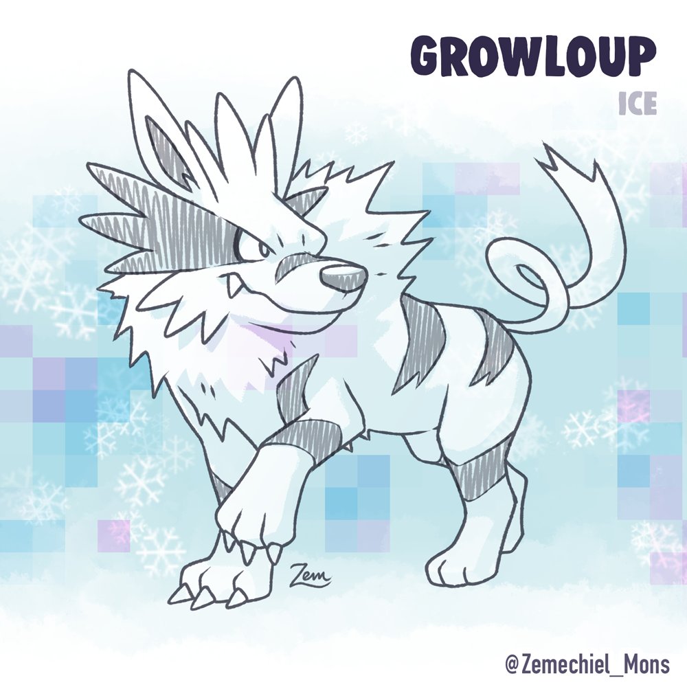 Garmutt is lizard-like but acts like a puppy, it doesn't grow its own fur though, but makes a coat of growloup's shed hair which is strong like steel and a perfect for thermal insulation. #デジモン #Digimon #pokemon #fakemon