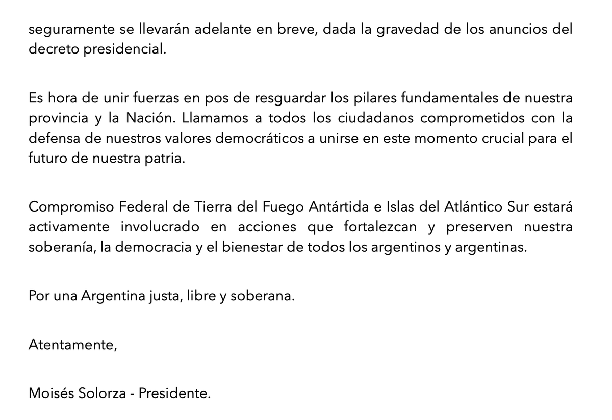 MoisesSolorza's tweet photo. #CompromisoFederal Comunicado de Compromiso Federal de Tierra del Fuego AeIAS @cyngarciaradio @JoseBarretta @gabmariotto @ernestogaidolfi @AndresRosasTDF @gramonet @Gatosylvestre @ZetaOrlando https://t.co/Hps2GkU8Rp