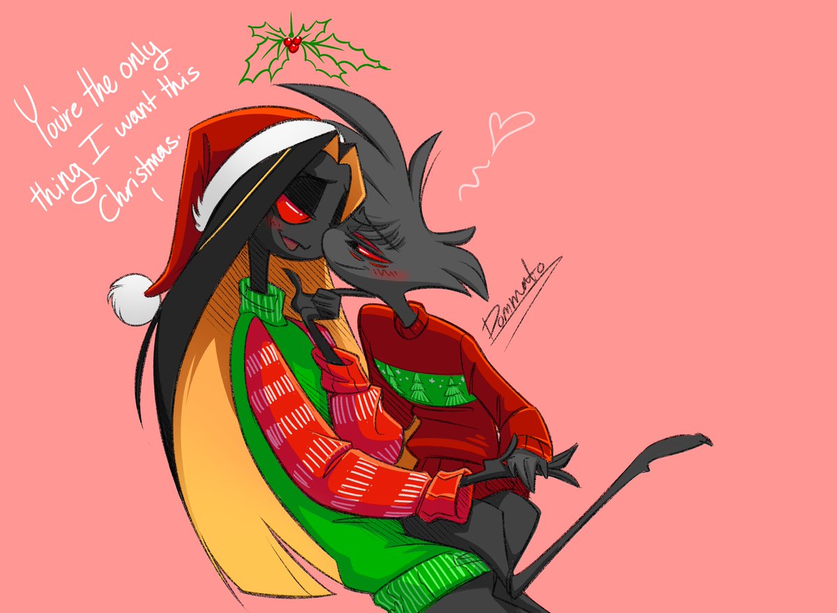 Christmas is coming up here soon and this is the only only art I've ben able to pump out because I have been so stressed, but enjoy some wholesome #PentNiss. c:
🎄🎅🎄

#Arackniss #SirPentious
