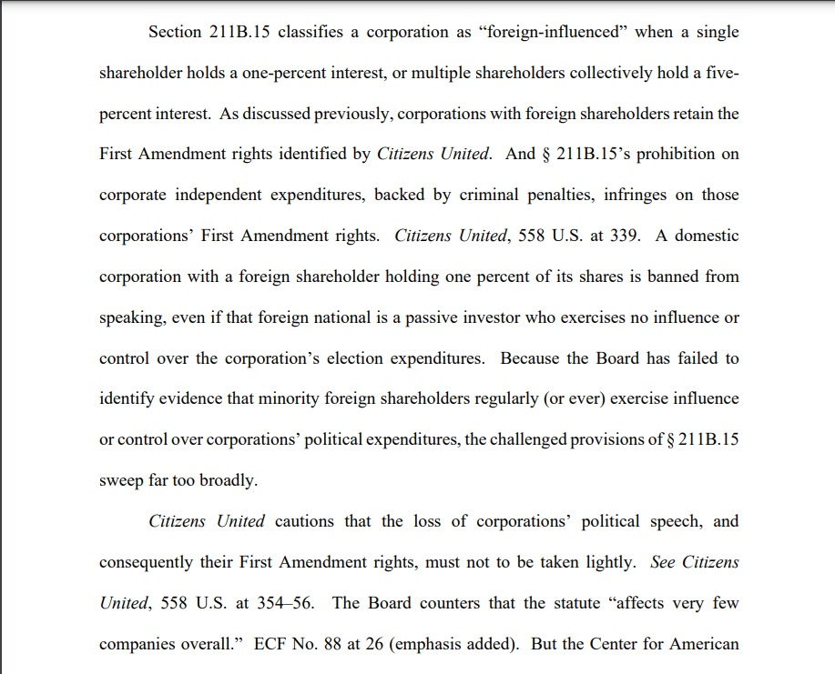 Stowydad's tweet image. NEW: Federal judge suspends new Minnesota campaign finance law barring "foreign-influenced corporation" contributions, independent expenditures.

Judge grants @MN_Chamber for an injunction ahead of Jan. 1 enactment.

Case background: mprnews.org/story/2023/07/…

Key ruling aspects: