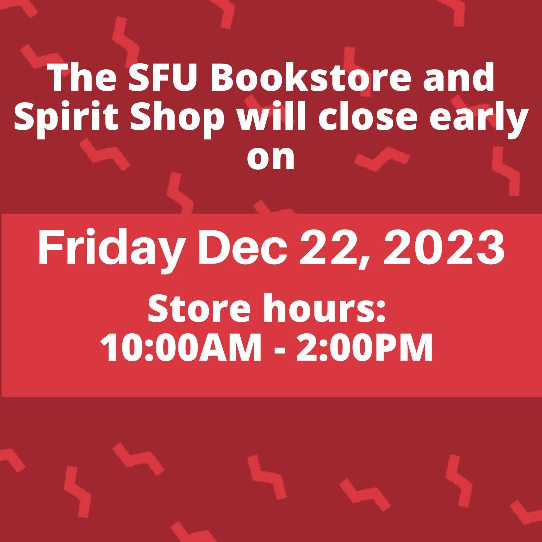 The Bookstore and Spirit Shop will close early on Friday Dec 22, 2023. Our store hours for the day will be 10:00AM - 2:00PM