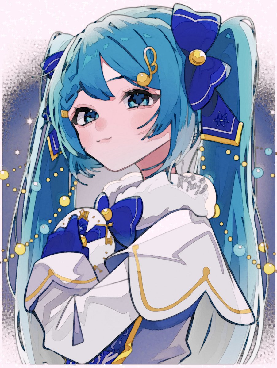 初音ミク ,雪ミク 「加工でなんとなく遊んでたらステンドガラス?みたいな可愛いの見つけた!サインつぶれ」|猫間 ｱｷ🐈🐾のイラスト