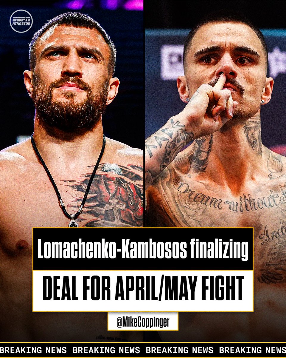 Vasiliy Lomachenko and George Kambosos are in the process of finalizing a deal for an IBF lightweight title fight in April or May in Kambosos’ native Australia, sources told @MikeCoppinger.