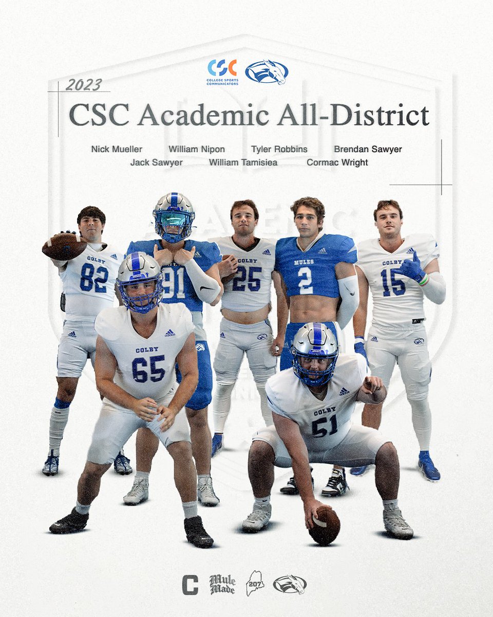 Congrats to our 7 athletes who earned 2023 Academic All-District Football Team honors as selected by College Sports Communicators. The award recognizes the nation's top student-athletes for their combined performances on the field and in the classroom.