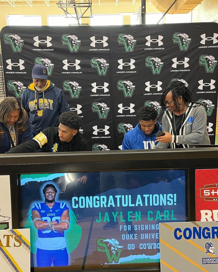 SWCowboys_Athl's tweet image. #SigningDay for two super Cowboys! @jaylen_carl @CorbinWilson08 

#gocowboys #cowboystrong #swghsathletics @DukeFOOTBALL @NCATFootball