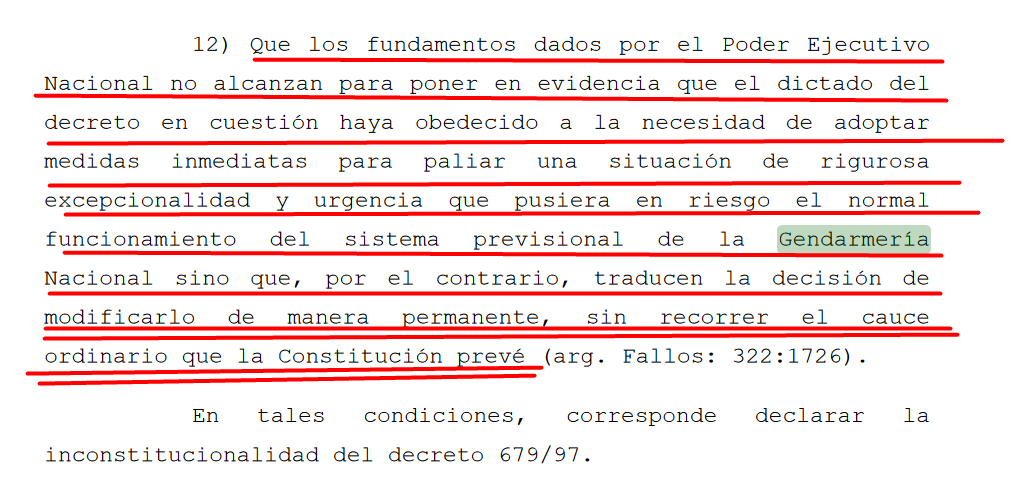 1. Quiero señalar que el DNU de Milei, ademas de no reunir los requisitos mínimos para el dictado de un DNU desconoce  la jurisprudencia de la Corte  que prohíbe la legislación por DNU de regímenes permanentes. Conf. Pino, Seberino y otros c/ Estado Nacional