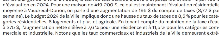 SirSeb_LPDLS's tweet image. Ouch. Près de 8.5% d'augmentation de taxes à Vaudreuil-Dorion. L'inflation fesse cette année @ville_vd  😑 ville.vaudreuil-dorion.qc.ca/uploads/sectio…