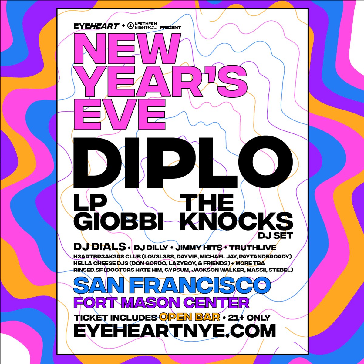 Your NYE plans are here 🥳🍾 Enter to win a pair of VIP tickets and ring in the new year with: 🪩 Sets by @diplo, @LPGiobbi, @theknocks + more 🥂 Open bar 🕺 @NNMFestival x @hushconcerts silent disco 🫶 Photo opps, art installations + more ENTER TO WIN: bit.ly/3t32chO