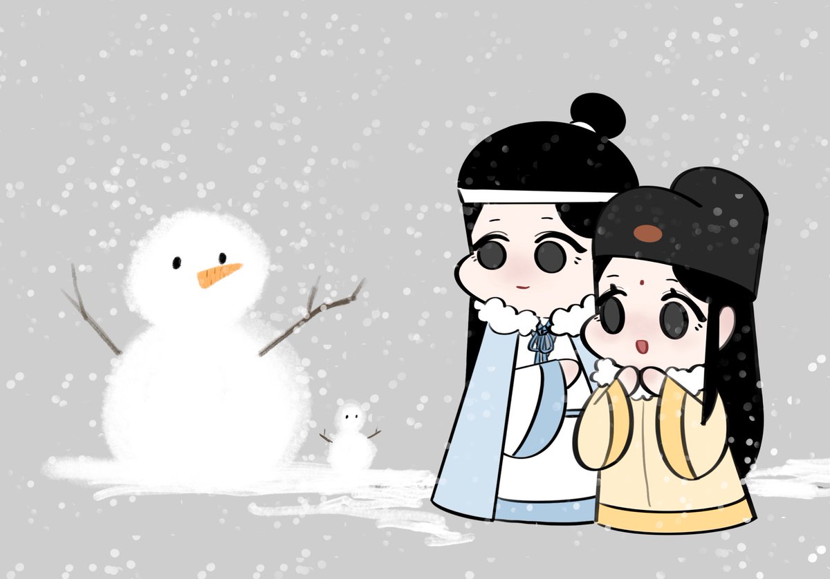 LXC：It's snowing in Gusu~A Yao, come and make a snowman with me! A Yao：*Spoil （Because it has been snowing for a long time in northern China.） #xiyao #MDZS #MXTX