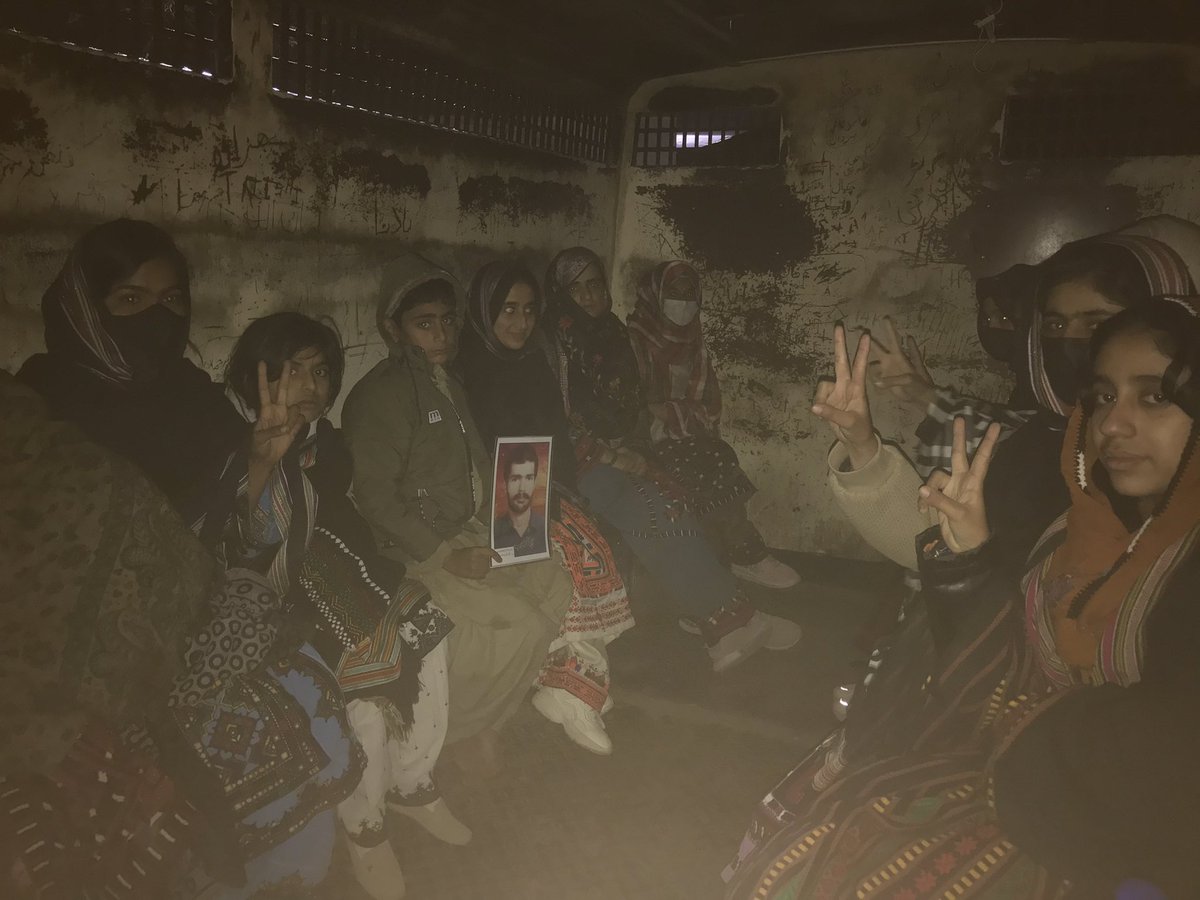 All of the protesters are arrested and kept in different stations, at this time they are taking woman and children to another station.We are unable to connect to our male fellows, we fear that the state will abduct them. 
#MarchAgainstBalochGenocide