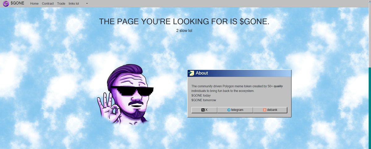 gonepolygone's tweet image. Another crazy 24 hours has $GONE bye

• sneaky peak of new website we built so we get taken seriously
• got verified on twitter/x or whatever cheers @elonmusk  
• leading the @QuickswapDEX poll and might get verified/whitelisted there so go vote before its $GONE
• had a few…