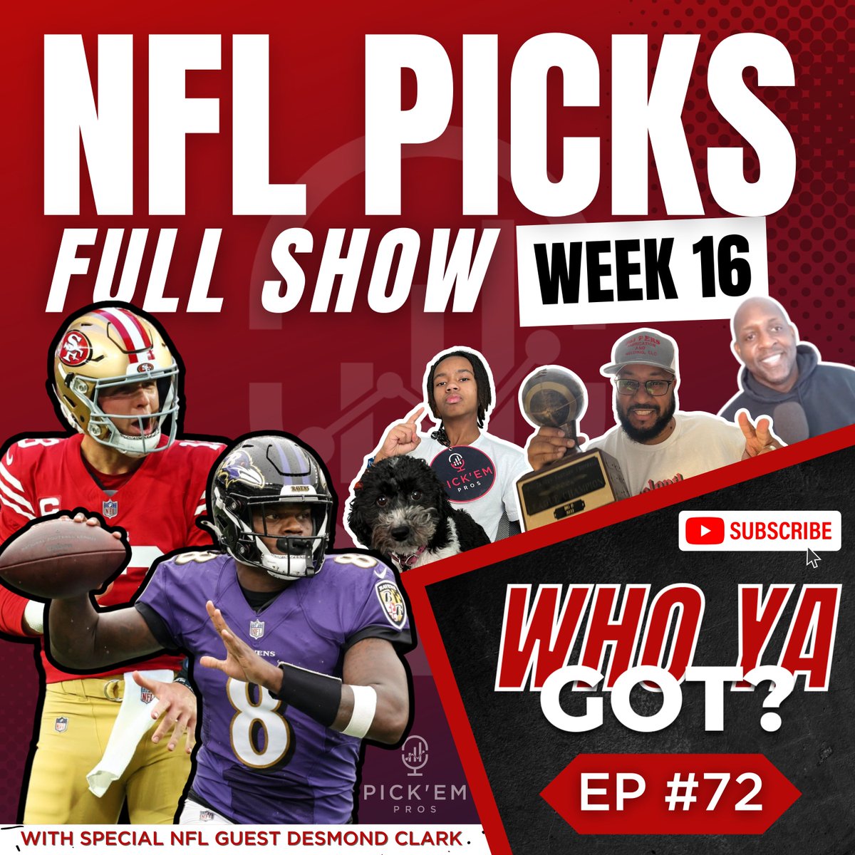 Our #NFL Week 16 Picks are now live in EP 72 of #WhoYaGot💥  Diego's charity is rolling in the 💰 with the 4 wins back-to-back!
Watch NOW📲 youtu.be/3enLrLufU-M?si…

#PickemPros #NFLSunday #Charity #GiveBack #SportsPodcast #SportsTalk #SportsPicks #NFLPicks #NFLPredictions