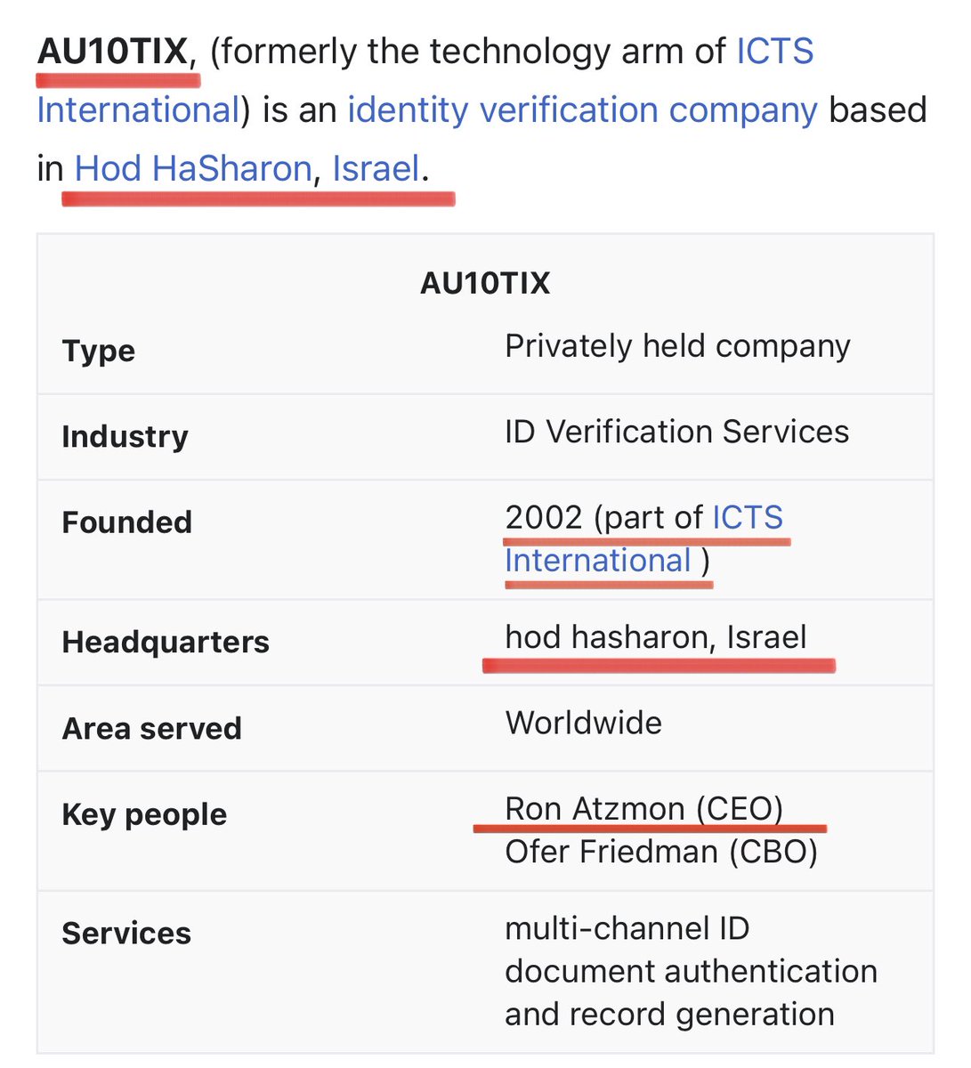 CensoredMen's tweet image. 🚨🇮🇱 WOW!

The company that X uses to verify its user&apos;s ID is an Israeli company founded by members of Shin Bet&apos;s unit 8200!

🤯

The company responsible for verifying people&apos;s ID on X is called &quot;AU10TIX&quot;.

The CEO of AU10TIX, Ron Atzomn, was a member of Shin Bet&apos;s unit 8200.…