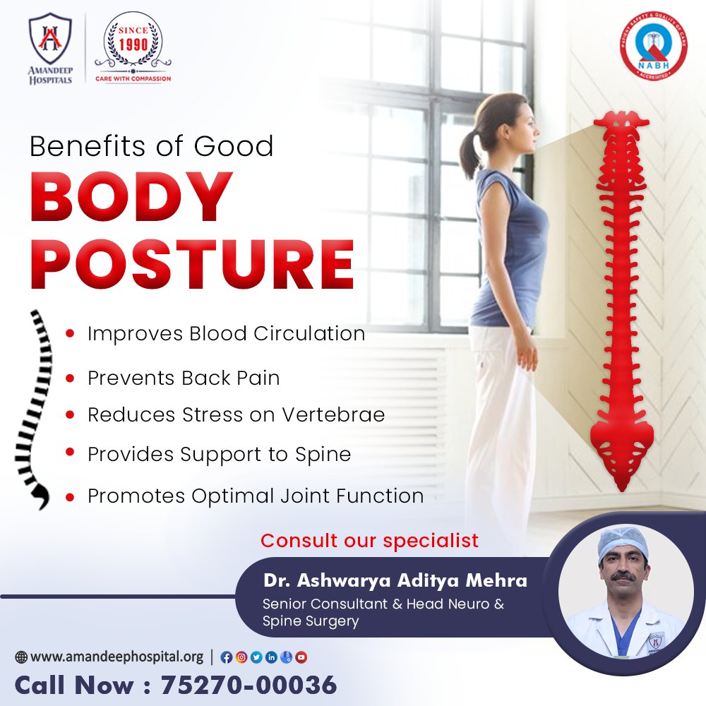 Stand Tall, Live Well! 🚶‍♂️🌟

Discover the Benefits of Good Body Posture with Amandeep Hospital:

Consult  Dr. Ashwarya Aditya Mehra, for guidance on maintaining proper posture for overall well-being. #GoodPostureBenefits #HealthyLiving #DrAshwaryaAdityaMehra #AmandeepHospital