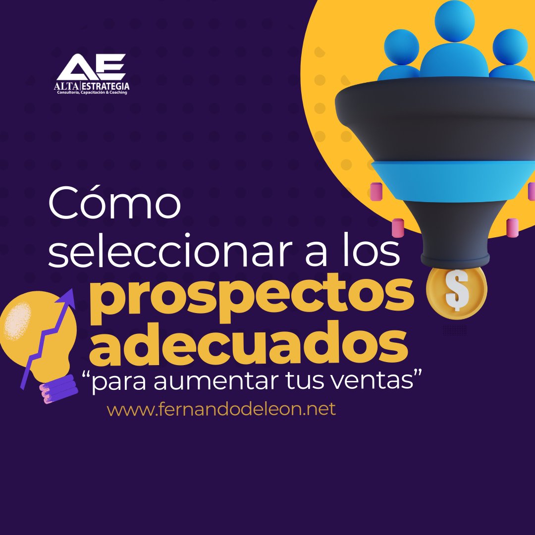 Cómo seleccionar a los prospectos adecuados para aumentar tus ventas. 
Las ventas son un juego de números. Descubre cómo seleccionar a los prospectos adecuados en 4 acciones clave
bit.ly/45CicEH
🔍 #AltaEstrategia #MipymesOnline