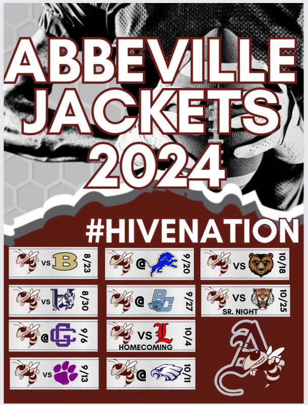 Abbeville HS 2024 Varsity Football Schedule 
#SWARM24
#HiveNation
