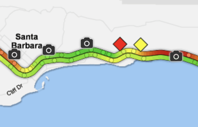 One lane is closed northbound Hwy 101 in Montecito where a piece of the asphalt is broken.  Repairs are planned, but it's raining and a difficult spot.  There are only two lanes in this section.  keyt.com/news/santa-bar…