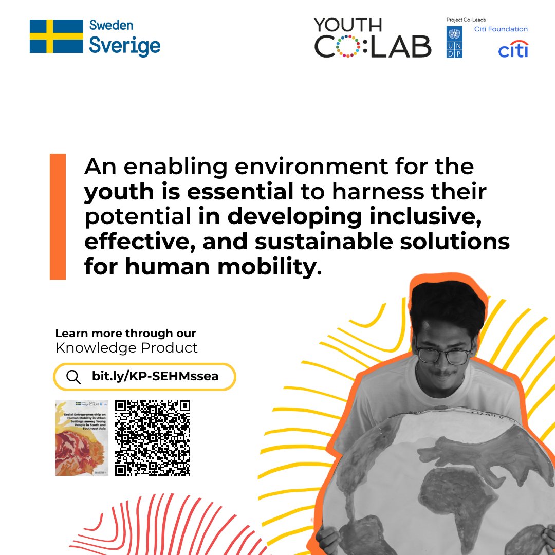 Young social entrepreneurs take up unique roles in helping develop sustainable solutions to challenges that affect migrants, displaced people, and host communities. Check out our knowledge product 📖 bit.ly/KP-SEHMssea and human mobility work 🔗youthcolab.org/mobility