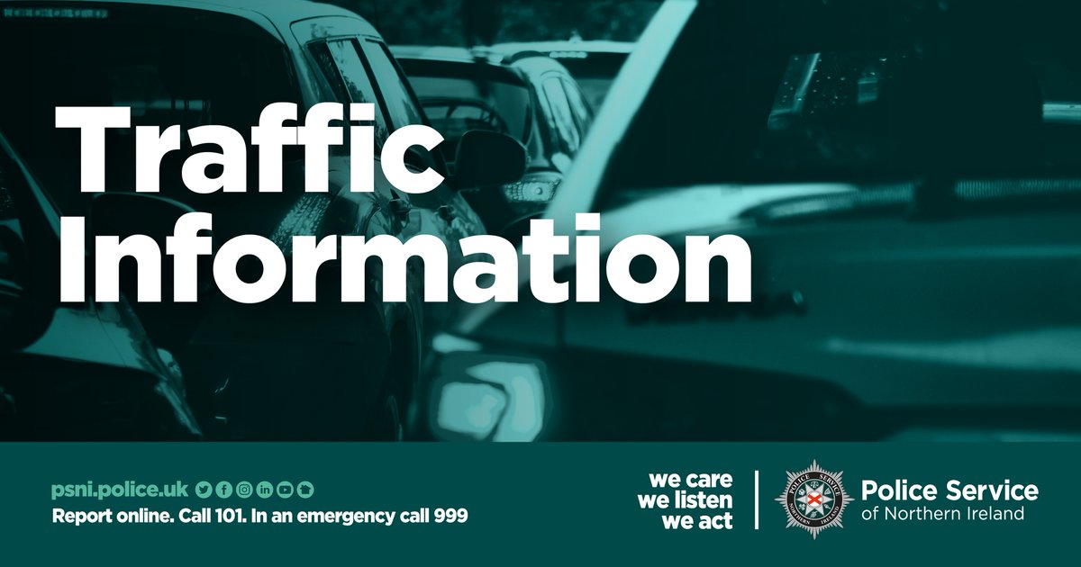 Police are dealing with a Road Traffic Collision on the Mahon Road, Portadown. There is a road closure in place from the Artabrackagh Road to Grace Manor. Please avoid the area at this time. #OpRoadSafe